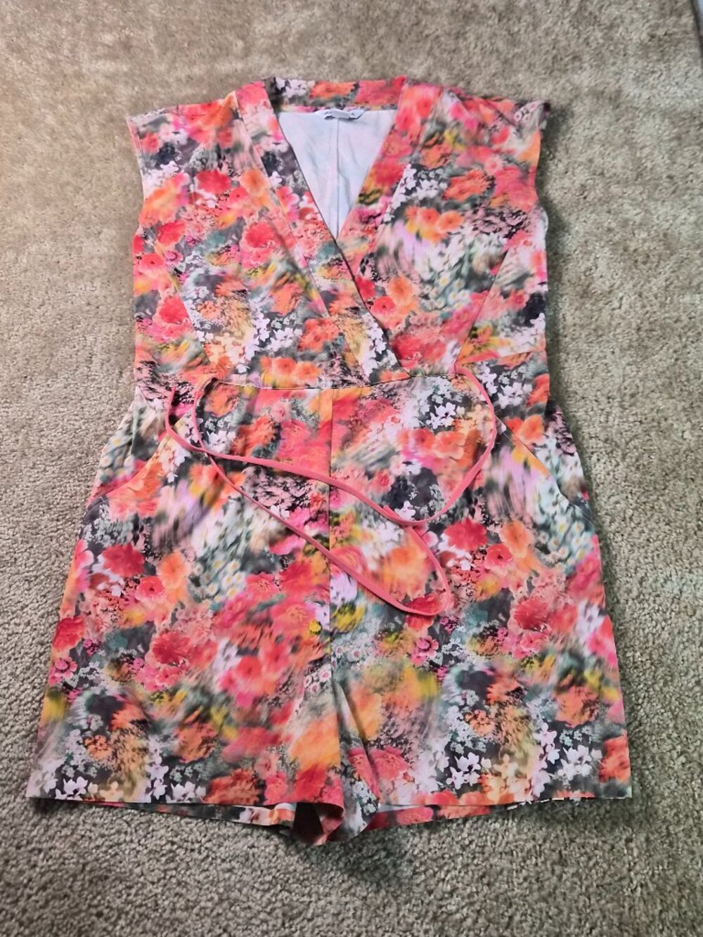 Athleta Marlow Romper Womens Size S Pink Sleeveless V Neck Casual Active G779